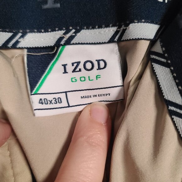 Izod Golf Men's 40x30 Beige Flat Front Stretch Performance Golf Pants - Picture 8 of 16